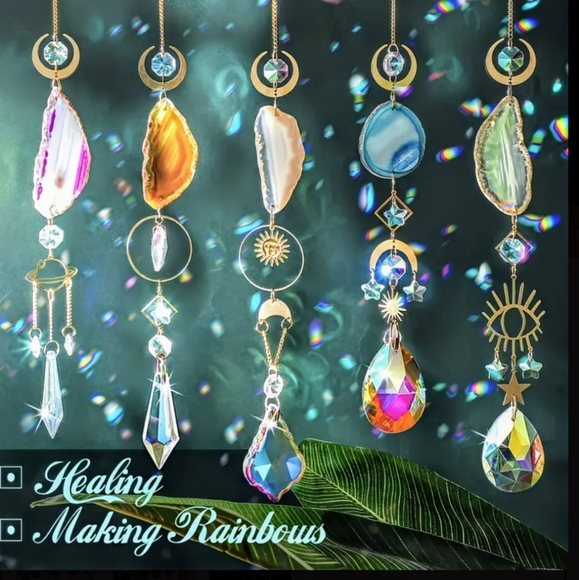 unbranded Other - 3 pcs Crystal Geode Suncatcher light Catcher Prism Pendant Gift Idea Gift